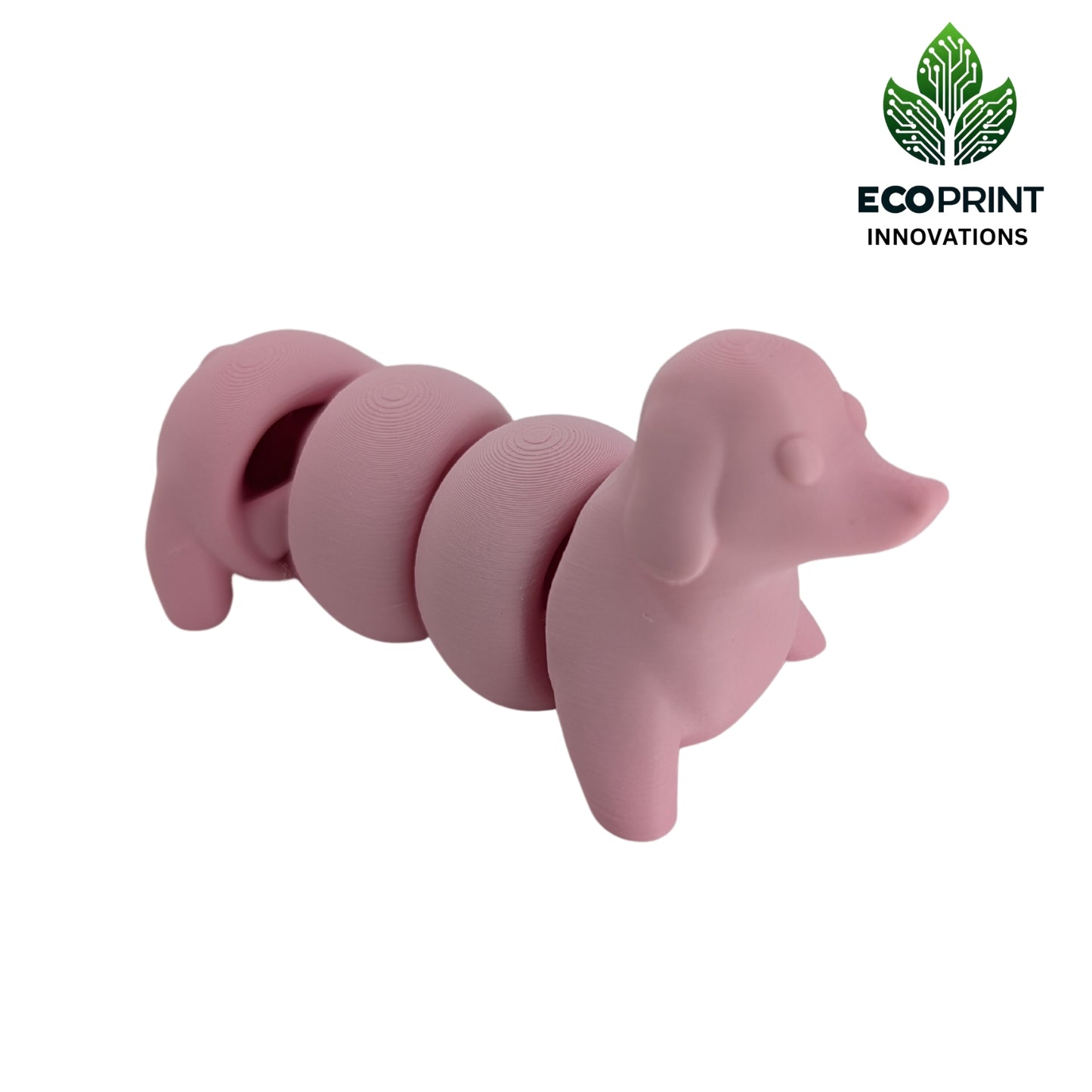 Articulated 3D Printed Dachshund - Matte Pink Sausage Dog Fidget Fun Toy Craft