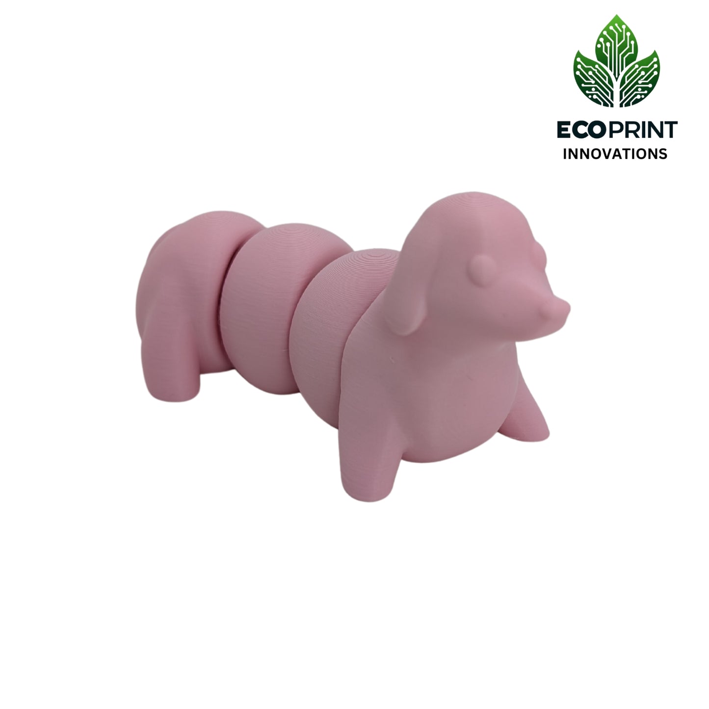 Articulated 3D Printed Dachshund - Matte Pink Sausage Dog Fidget Fun Toy Craft