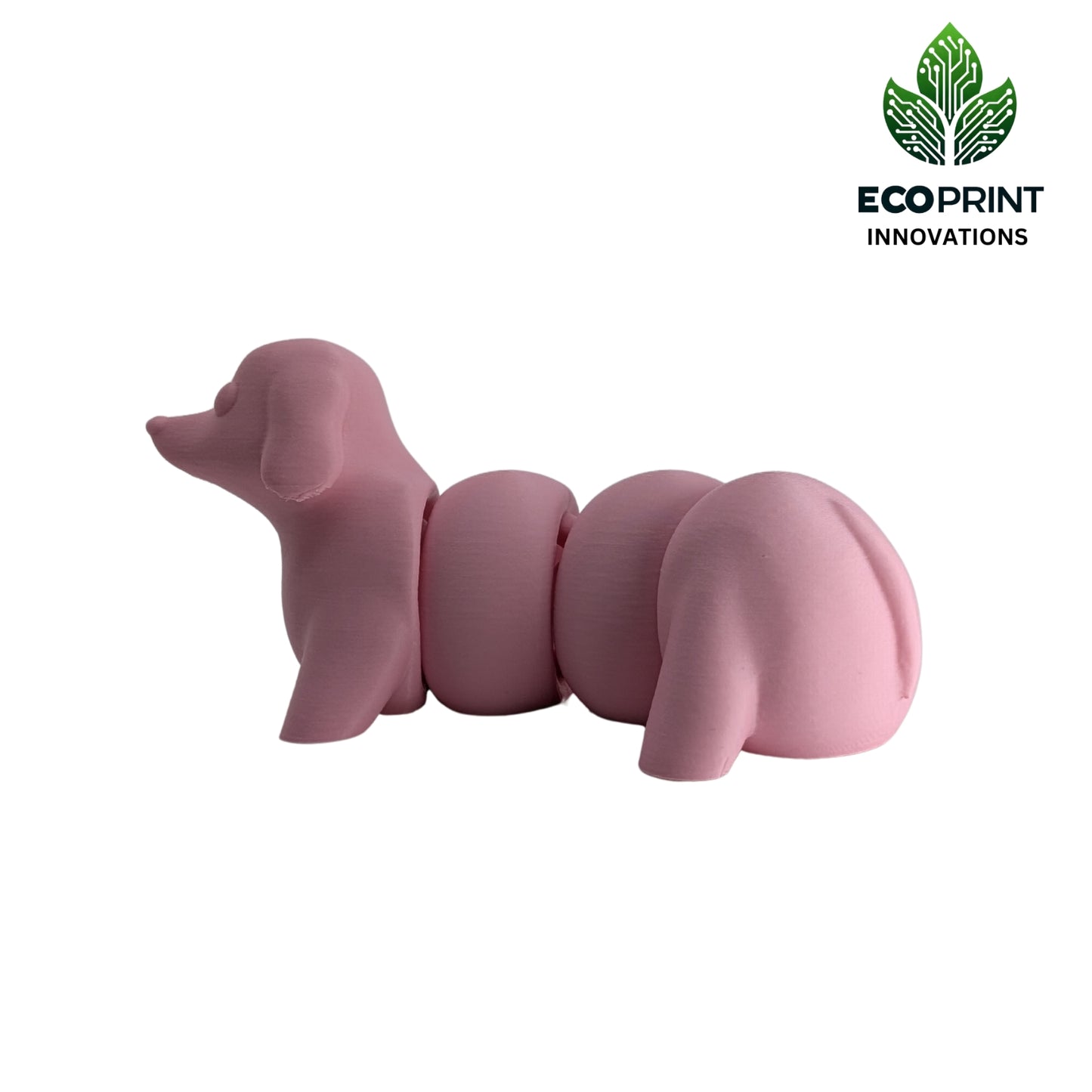 Articulated 3D Printed Dachshund - Matte Pink Sausage Dog Fidget Fun Toy Craft