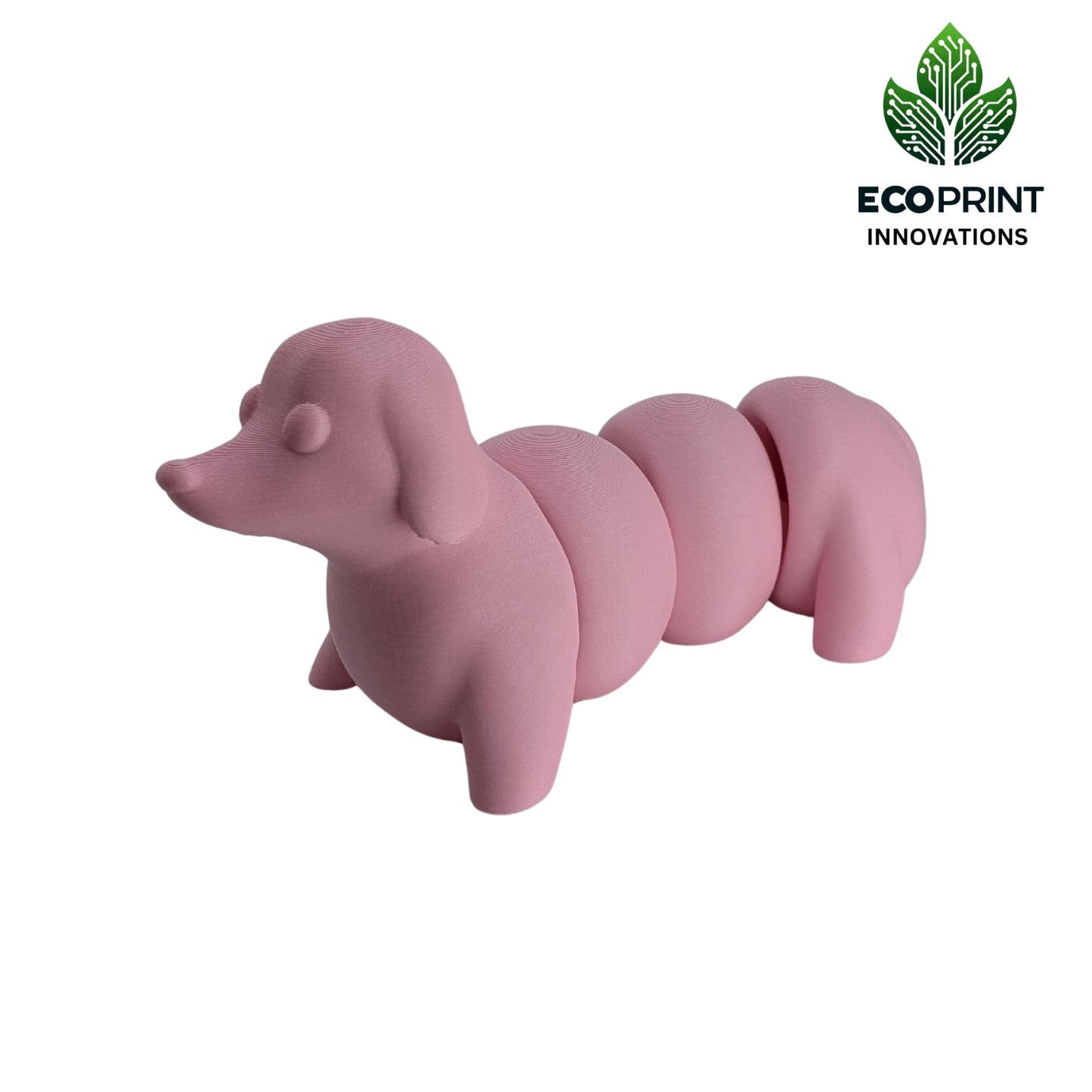 Articulated 3D Printed Dachshund - Matte Pink Sausage Dog Fidget Fun Toy Craft