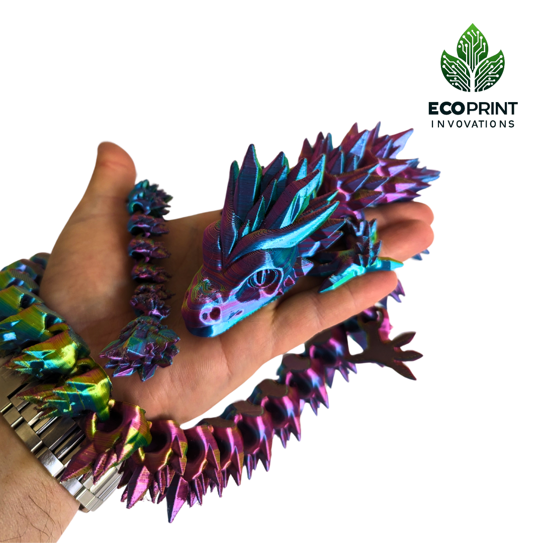 Crystal Dragon Fun Fidget Toy Articulated 3D Printed in Tri Colour for Sensory