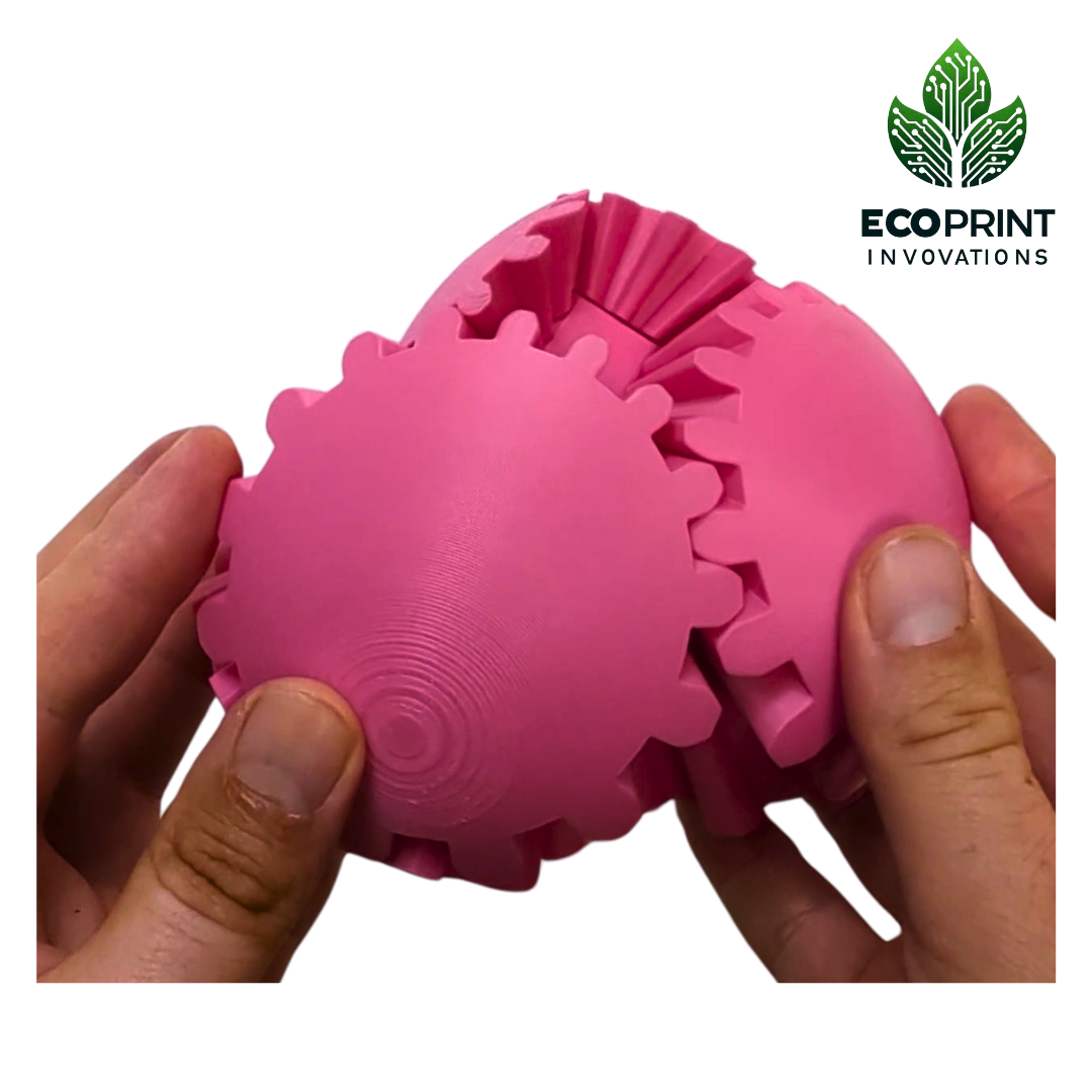 Pink Gear Ball Fidget Toy - 3D Printed Sensory Aid for ADHD, Autism, Stress Relief | Tactile, Interactive, Calming Toy | Eco-Friendly Design