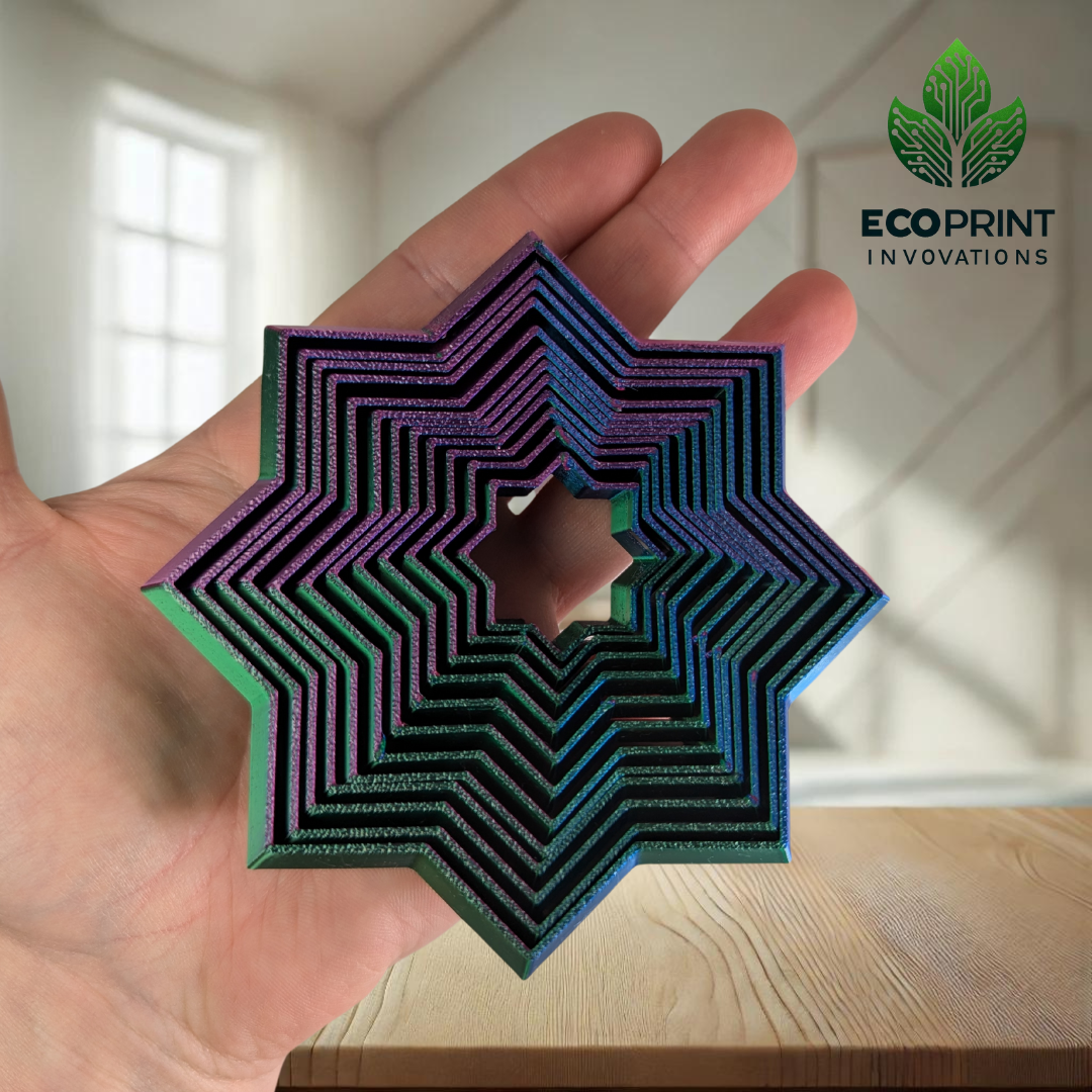 Star Geometric Fidget Toy - Large 11cm 3D Printed Stress Relief Tool for ADHD and Anxiety Support | Unique Desk Toy Gift