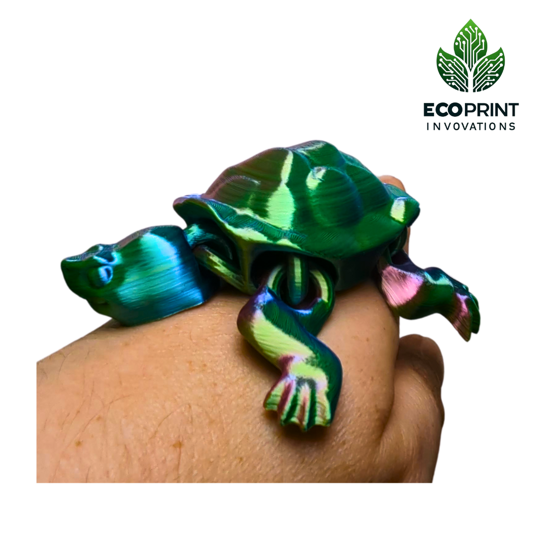 Fidget Toy Turtle - 3D Printed Articulated Design with Tri-Colour Silk Finish