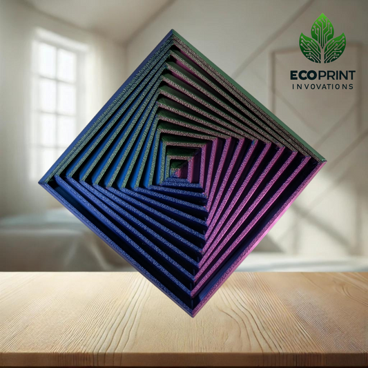 Square Geometric Fidget Toy - 3D Printed, Stress Relief, ADHD Aid, Eco-Friendly, 11cm Gift