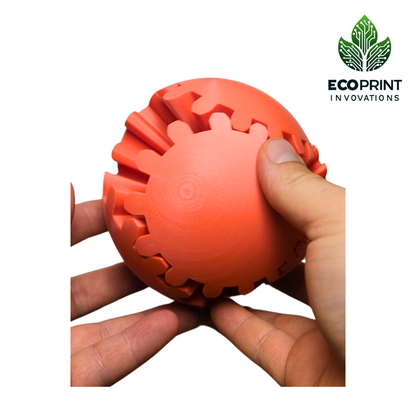 Orange Gear Ball Fidget Toy - 3D Printed Sensory Aid for ADHD, Autism, Stress Relief | Tactile, Interactive, Calming Toy | Eco-Friendly Design