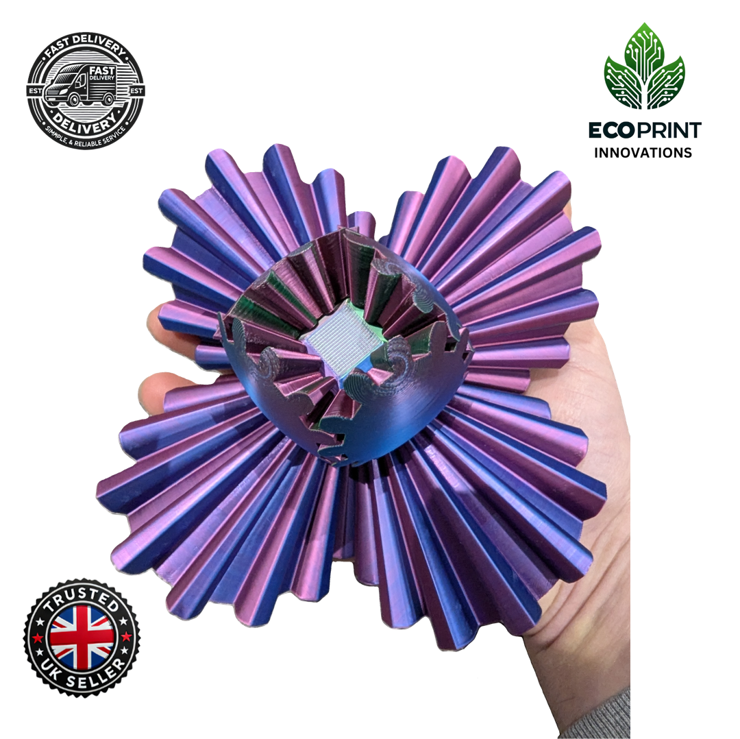 XL 10cm Gear Ball Fidget Toy - Blue, Purple & Green