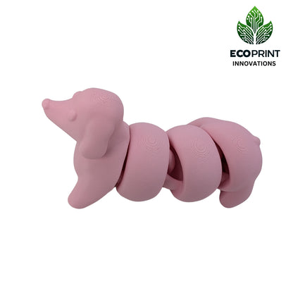Articulated 3D Printed Dachshund - Matte Pink Sausage Dog Fidget Fun Toy Craft