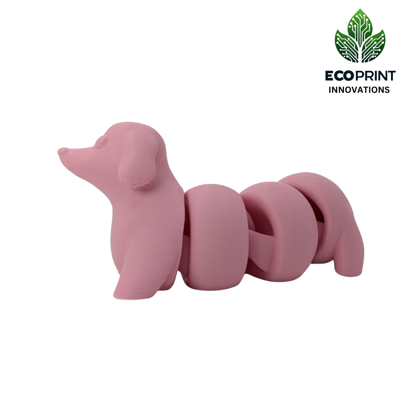 Articulated 3D Printed Dachshund - Matte Pink Sausage Dog Fidget Fun Toy Craft