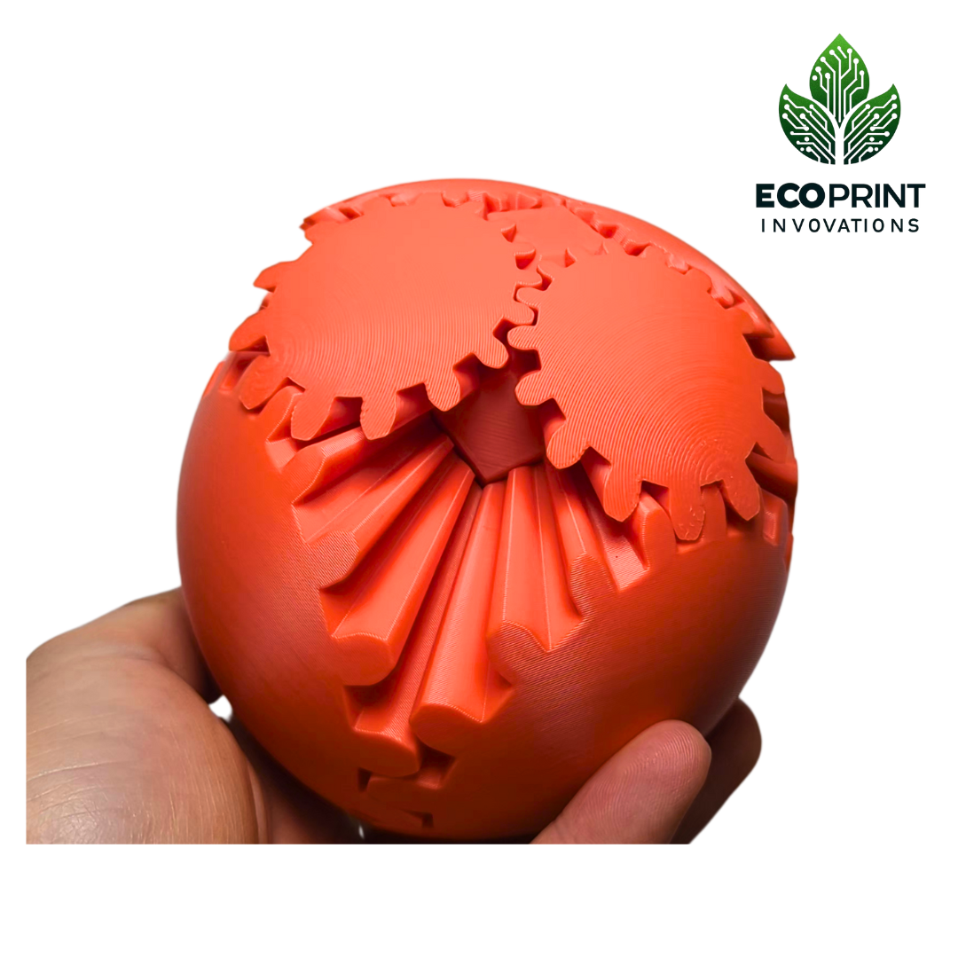 Orange Gear Ball Fidget Toy - 3D Printed Sensory Aid for ADHD, Autism, Stress Relief | Tactile, Interactive, Calming Toy | Eco-Friendly Design