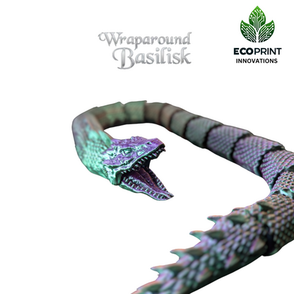 Articulated Basilisk Snake Toy - Flexible 3D Printed Wraparound Desk Pet, Fantasy Gift, Eco-Friendly Décor