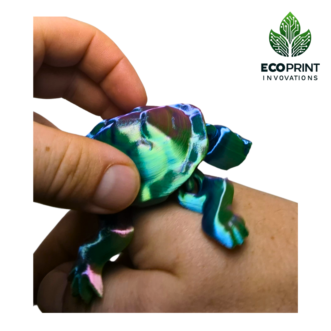 Fidget Toy Turtle - 3D Printed Articulated Design with Tri-Colour Silk Finish