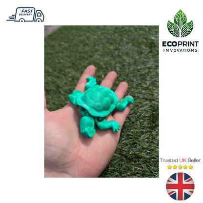 Articulated Turtle Fidget Toy - Flexible Sensory ADHD Turtle Vibrant Green