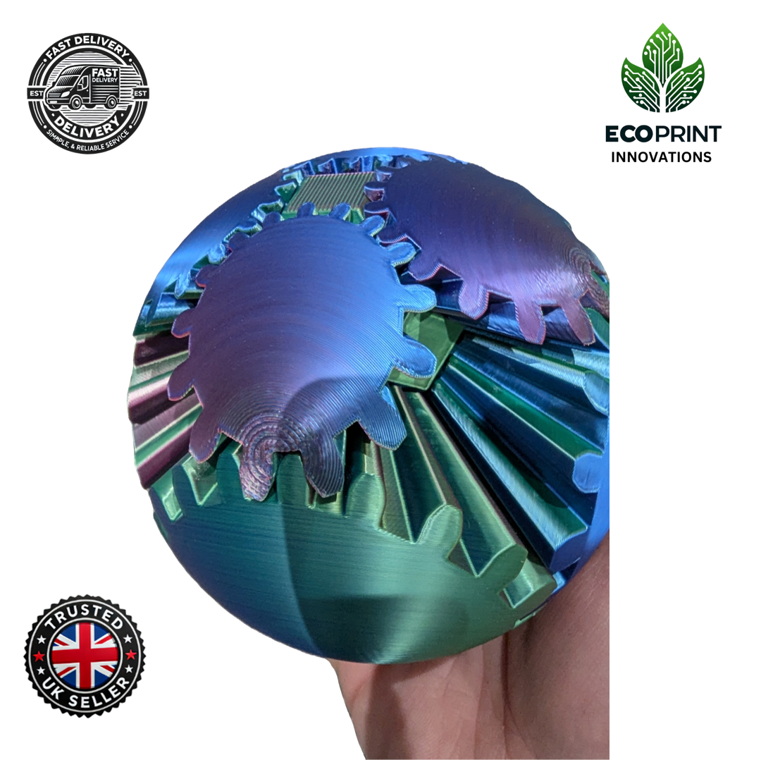 XL 10cm Gear Ball Fidget Toy - Blue, Purple & Green