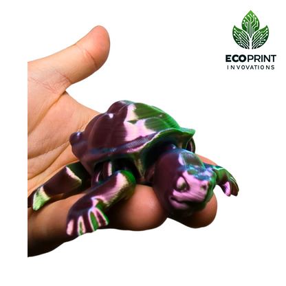 Fidget Toy Turtle - 3D Printed Articulated Design with Tri-Colour Silk Finish