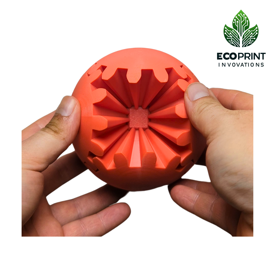 Orange Gear Ball Fidget Toy - 3D Printed Sensory Aid for ADHD, Autism, Stress Relief | Tactile, Interactive, Calming Toy | Eco-Friendly Design