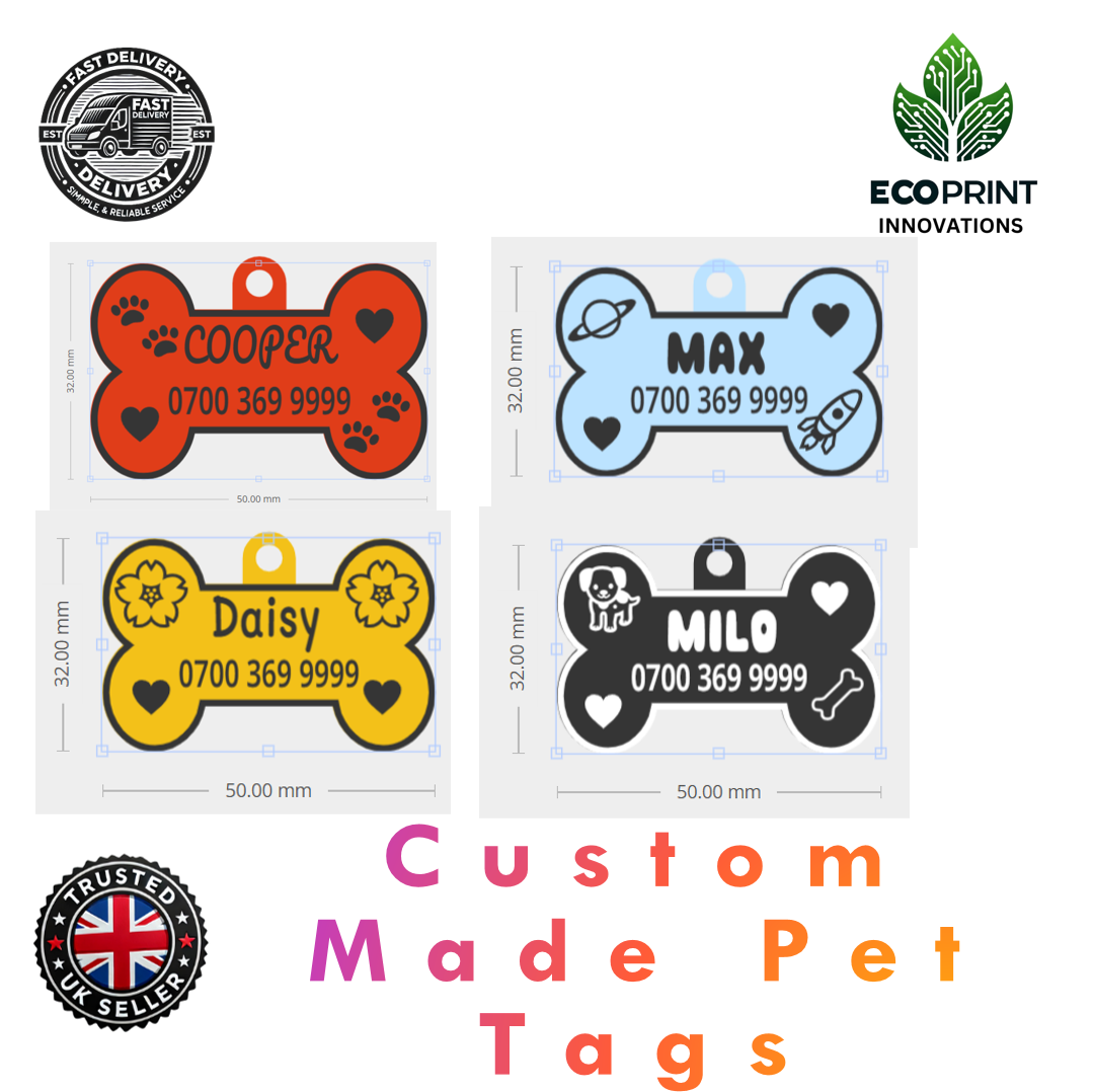 Custom Embossed Pet ID Tags - Pack of 2 | Durable & Personalised