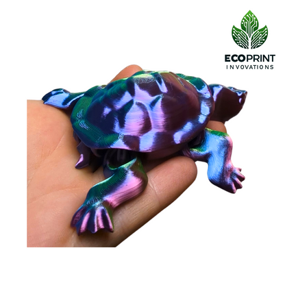 Fidget Toy Turtle - 3D Printed Articulated Design with Tri-Colour Silk Finish