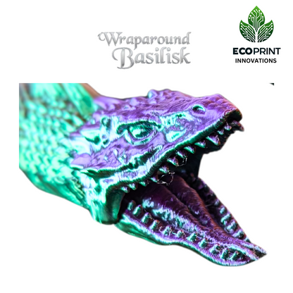 Articulated Basilisk Snake Toy - Flexible 3D Printed Wraparound Desk Pet, Fantasy Gift, Eco-Friendly Décor