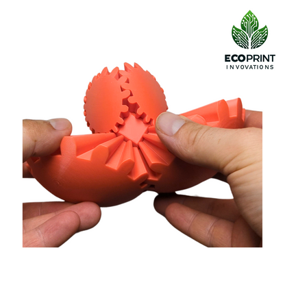 Orange Gear Ball Fidget Toy - 3D Printed Sensory Aid for ADHD, Autism, Stress Relief | Tactile, Interactive, Calming Toy | Eco-Friendly Design