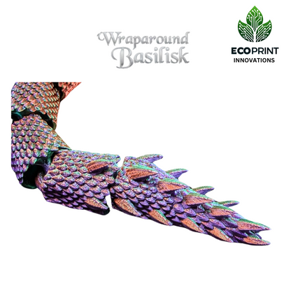 Articulated Basilisk Snake Toy - Flexible 3D Printed Wraparound Desk Pet, Fantasy Gift, Eco-Friendly Décor