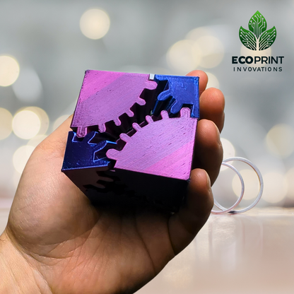 Gear Cube Fidget Toy Multicolour - 3D Printed Sensory Tool for ADHD and Stress