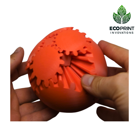 Orange Gear Ball Fidget Toy - 3D Printed Sensory Aid for ADHD, Autism, Stress Relief | Tactile, Interactive, Calming Toy | Eco-Friendly Design