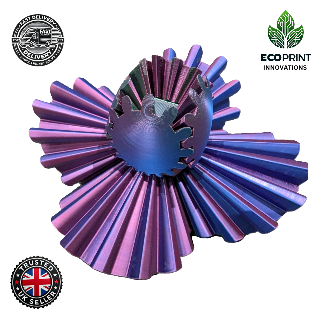 XL 10cm Gear Ball Fidget Toy - Blue, Purple & Green