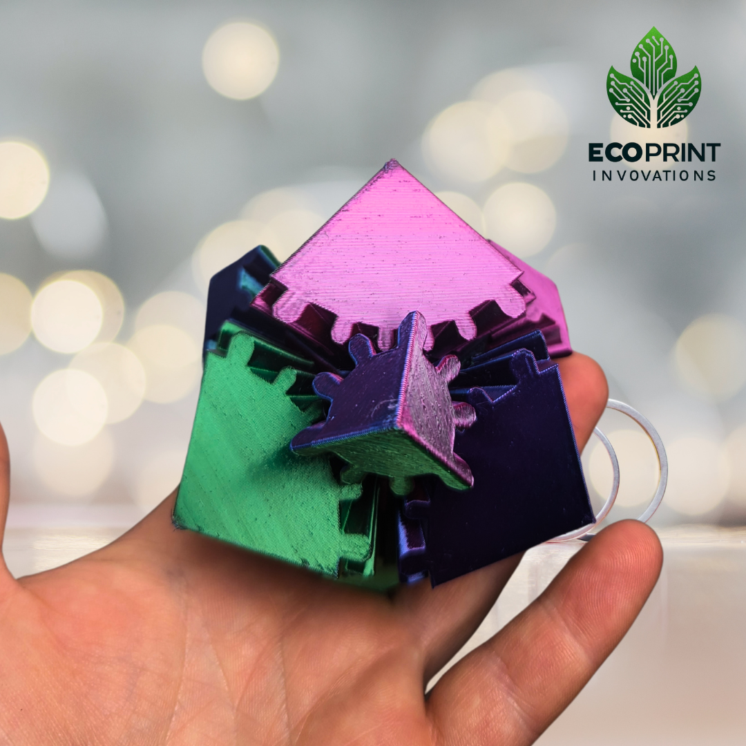 Gear Cube Fidget Toy Multicolour - 3D Printed Sensory Tool for ADHD and Stress