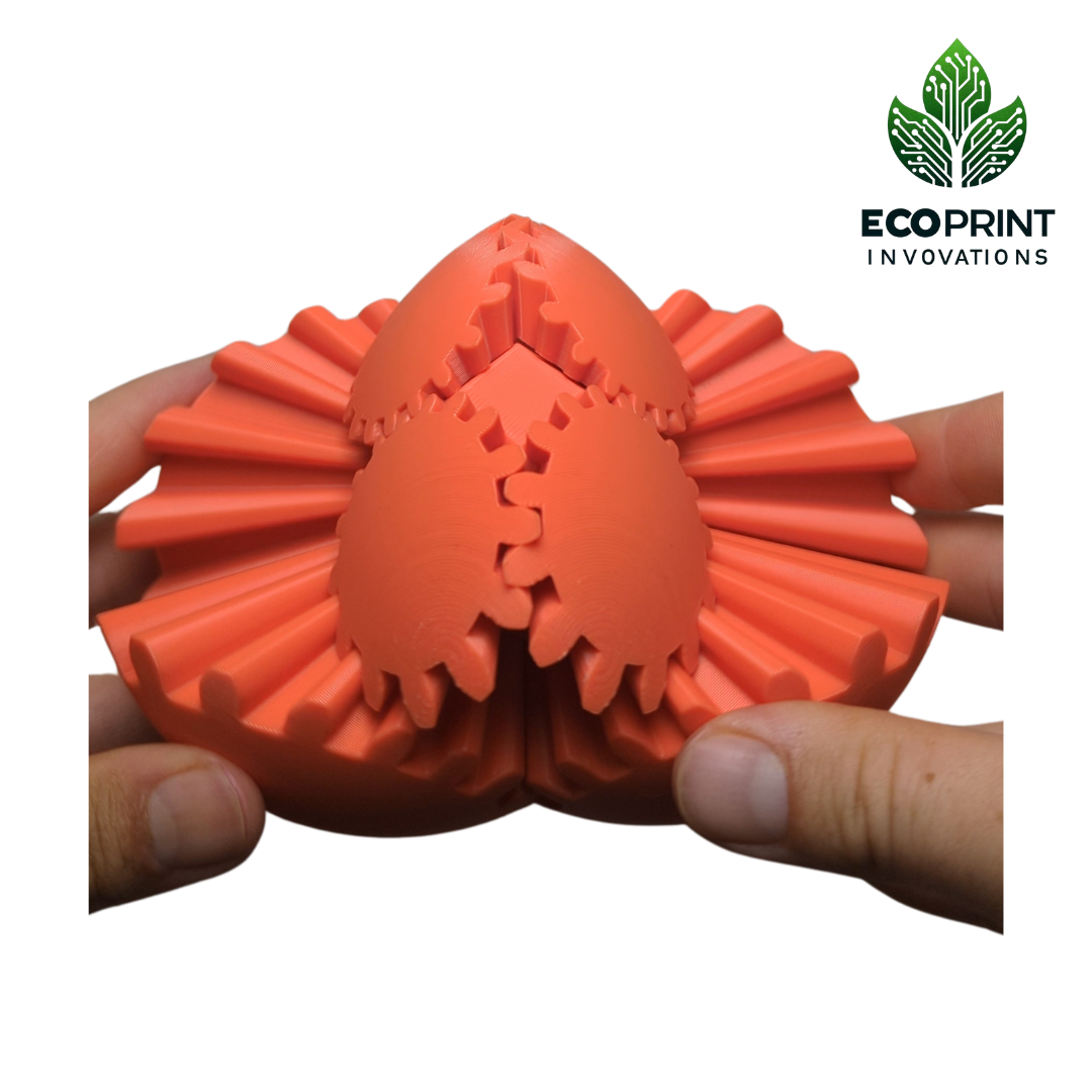 Orange Gear Ball Fidget Toy - 3D Printed Sensory Aid for ADHD, Autism, Stress Relief | Tactile, Interactive, Calming Toy | Eco-Friendly Design