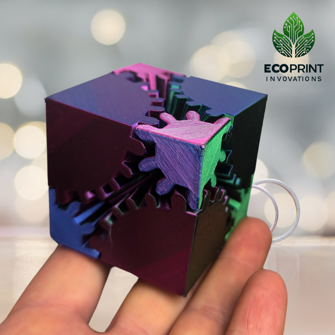 Gear Cube Fidget Toy Multicolour - 3D Printed Sensory Tool for ADHD and Stress