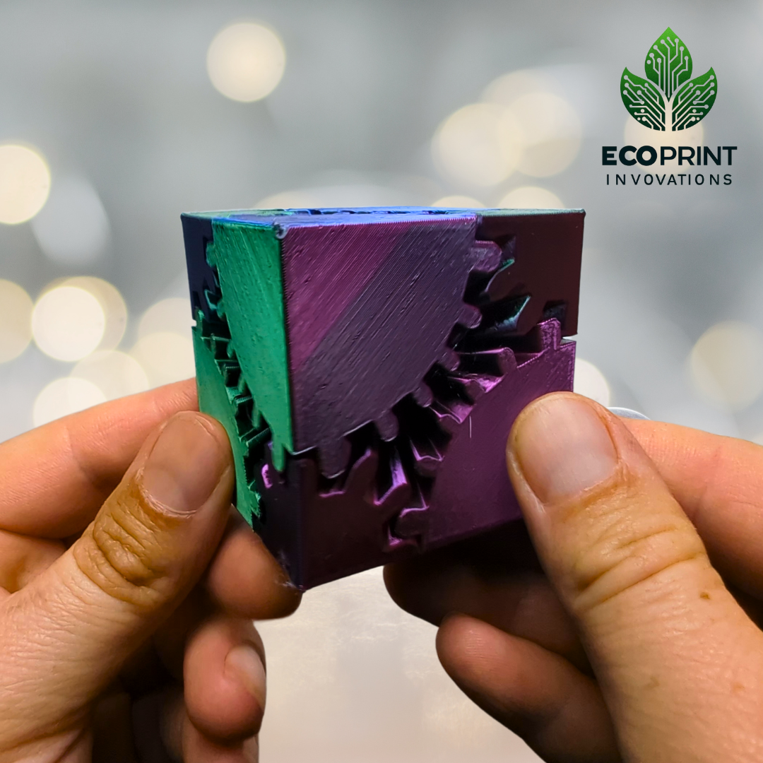 Gear Cube Fidget Toy Multicolour - 3D Printed Sensory Tool for ADHD and Stress