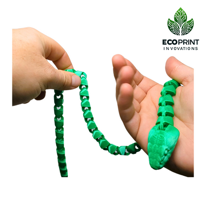 Fun Toy 3D Printed Green Snake Fidget - Helps  with ADHD & Stress