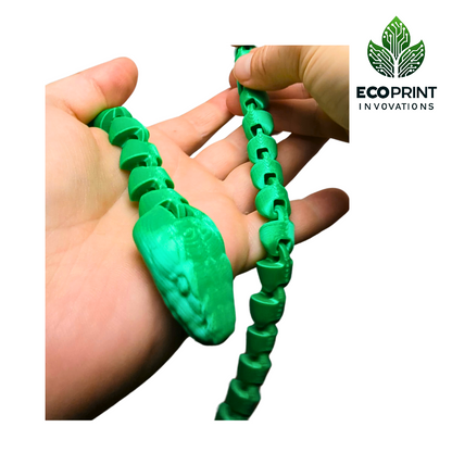 Fun Toy 3D Printed Green Snake Fidget - Helps  with ADHD & Stress