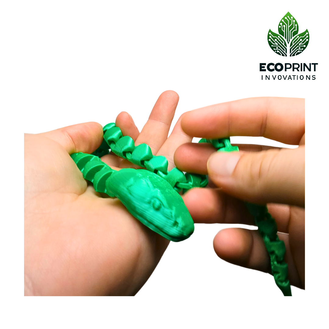 Fun Toy 3D Printed Green Snake Fidget - Helps  with ADHD & Stress