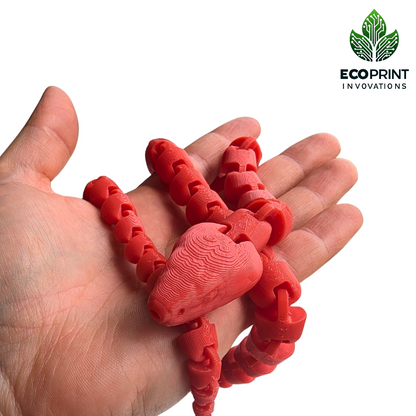 Fun Toy 3D Printed Red Snake Fidget - Helps  with ADHD & Stress