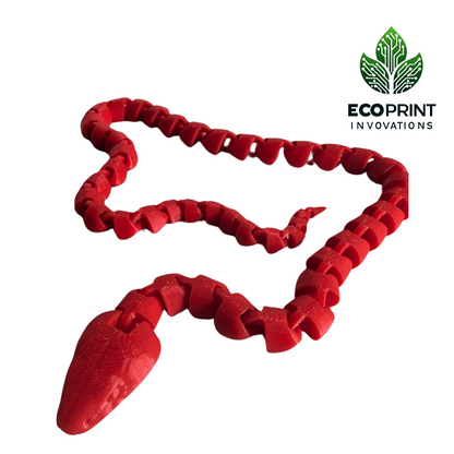 Fun Toy 3D Printed Red Snake Fidget - Helps  with ADHD & Stress