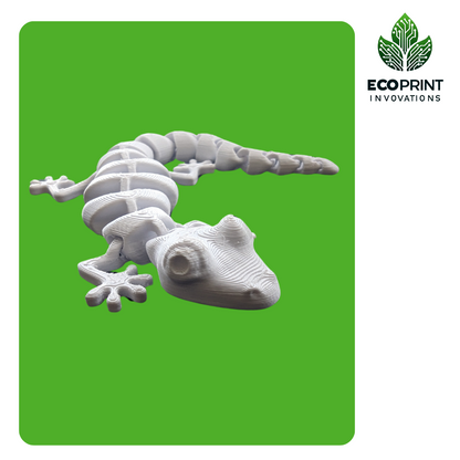 Articulated White Gecko Fidget Toy - 3D Printed for Tactile Play and Stress Reli