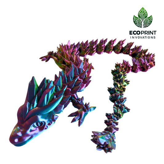 Crystal Dragon Fun Fidget Toy  Articulated 3D Printed in Tri Colour  for Sensory