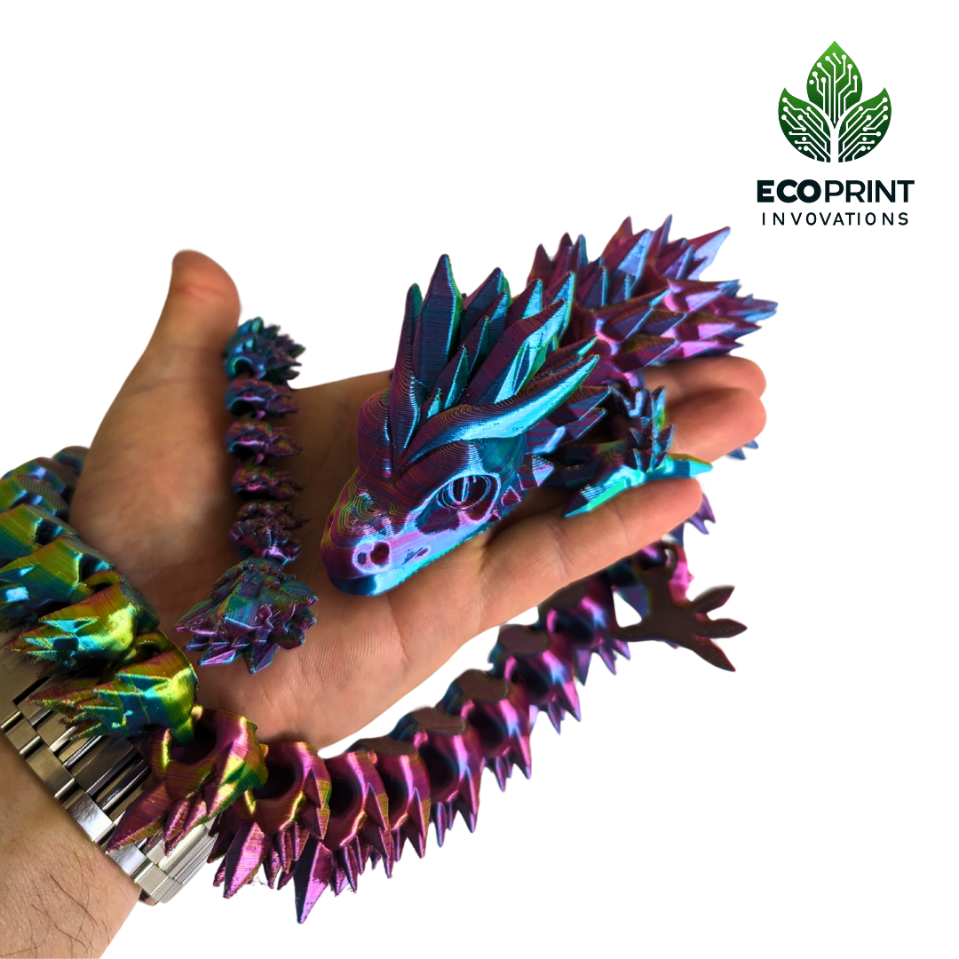 Crystal Dragon Fun Fidget Toy  Articulated 3D Printed in Tri Colour  for Sensory