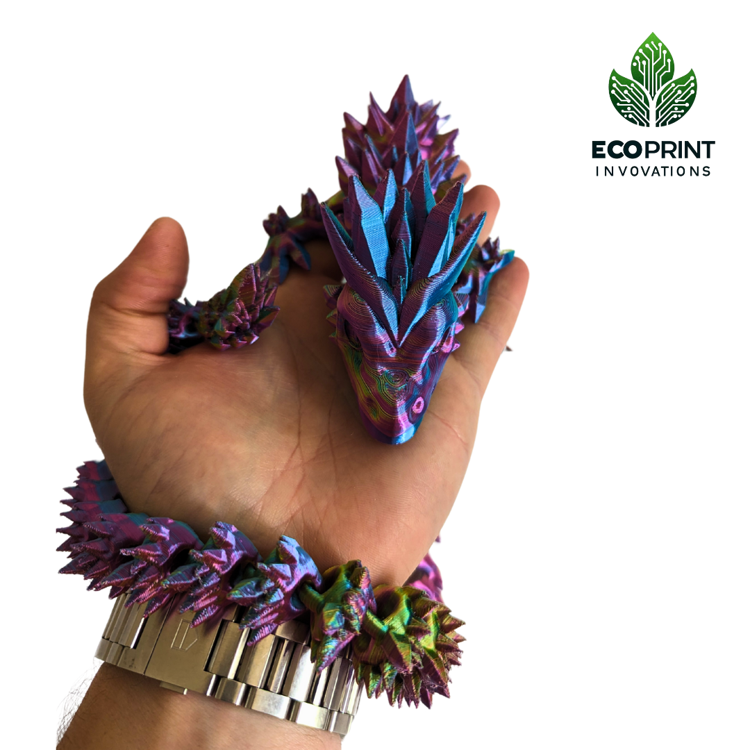 Crystal Dragon Fun Fidget Toy  Articulated 3D Printed in Tri Colour  for Sensory