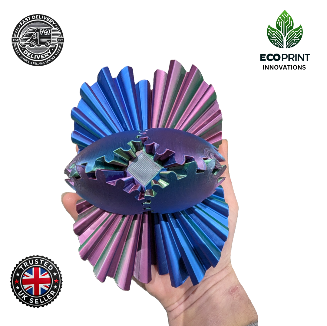 XL 10cm Gear Ball Fidget Toy - Blue, Purple & Green