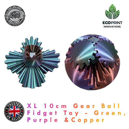 XL 10cm Gear Ball 3D Printed Spin  Fidget Toy for Stress Relief