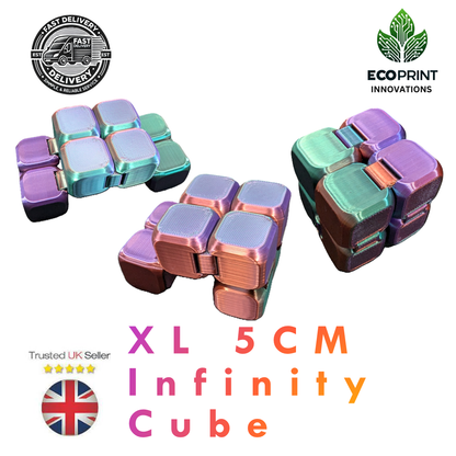 Sensory Cube Gift | Stress Relief Toy | XL 5cm Fidget | Green, Purple, Copper