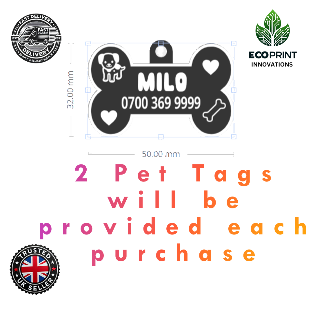 Custom Embossed Pet ID Tags - Pack of 2 | Durable & Personalised