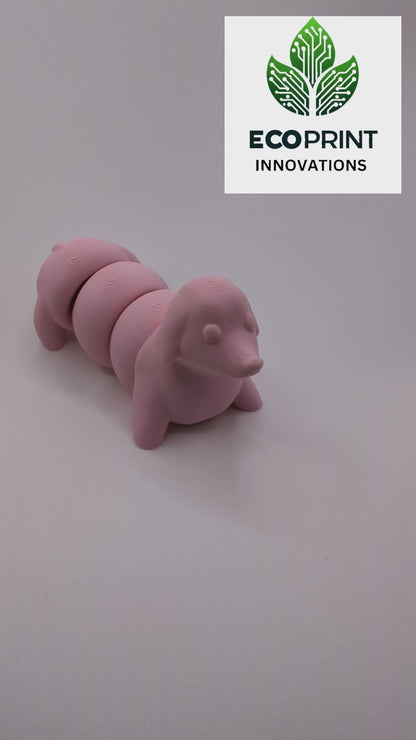 Articulated 3D Printed Dachshund - Matte Pink Sausage Dog Fidget Fun Toy Craft